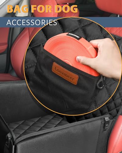 Looxmeer Hunde Autositz Extra Stabiler für Kleine Mittlere Hunde Ganz Schwarz