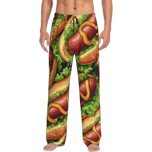 Hot Dog Food Print Pajama Pants For Men, Men'S Separate Bottoms, Lounge Pants