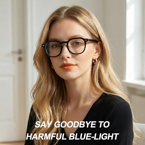 Image of Dollger Blue Light Blocking Glasses For Woman Men Thick Acetate Frame Rectangle Square Lens Non-Prescription