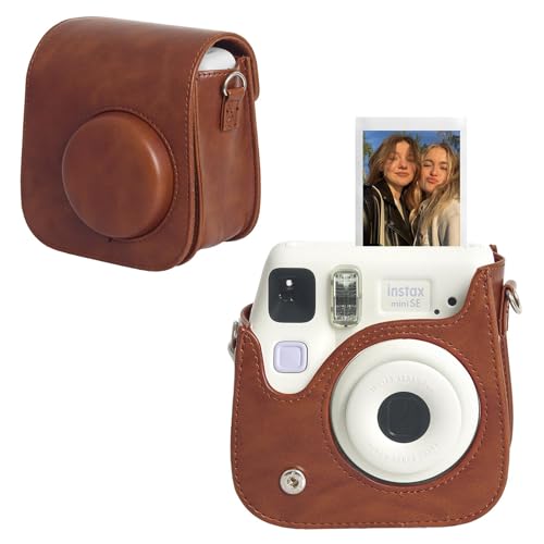 CAIYOULE Camera Case for Fujifilm Instax Mini SE/7+/7s/7c Instant Film Camera Protective Bag with Adjustable Shoulder StrapsNo CameraBrown