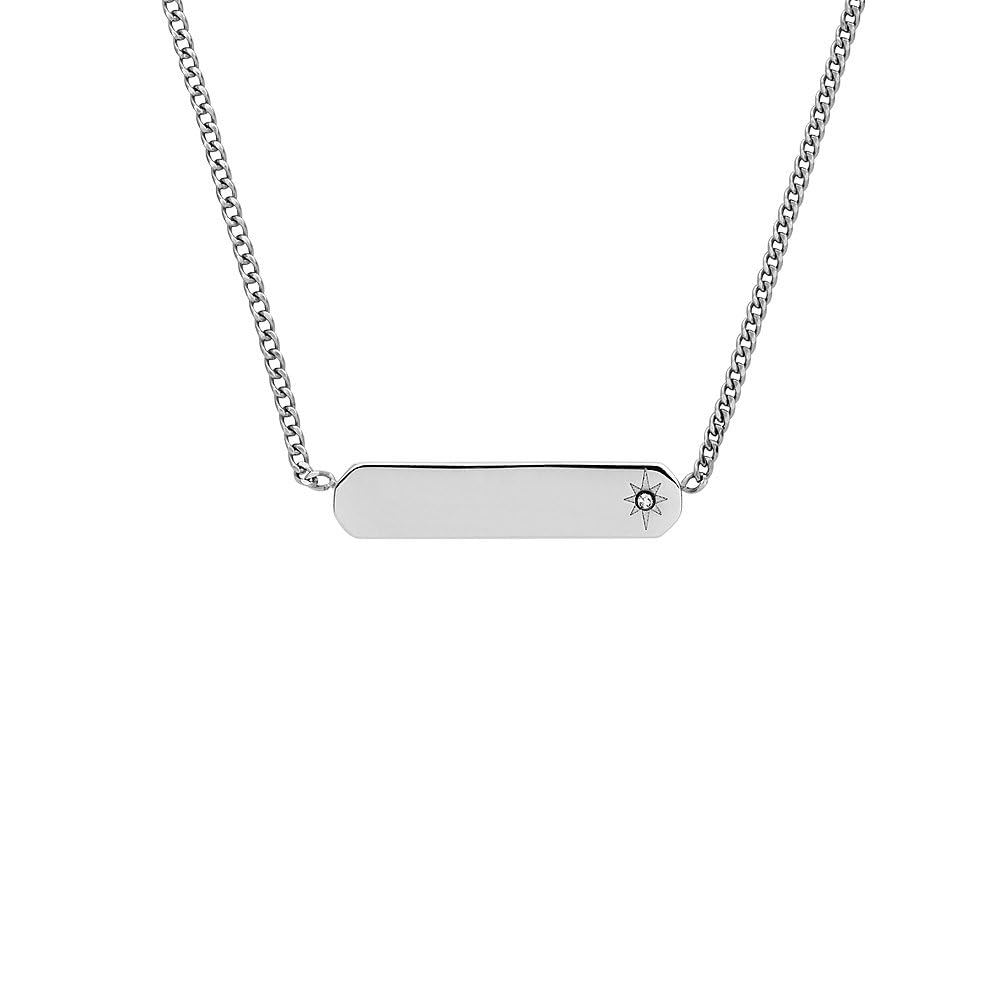 Fossil Women's Necklace, Stainless Steel Bar Chain Necklace