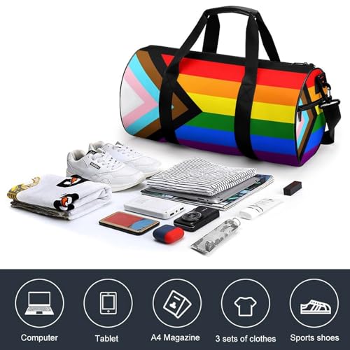 Progressive Proud Flag Travel Duffel Bag Gym Bags Sports Tote Shoulder Weekender Handbag for Men Women3