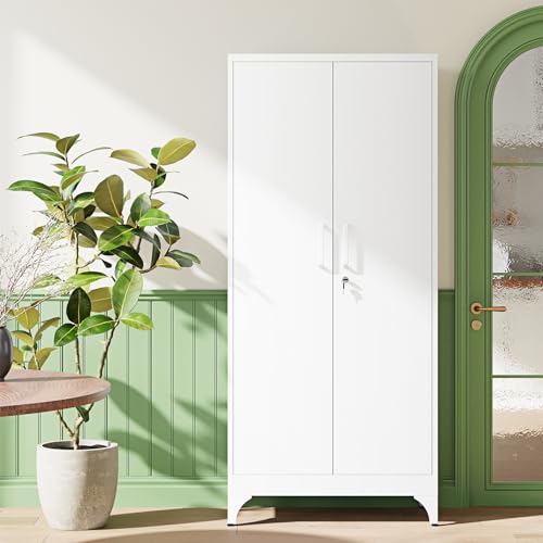 Image of Letaya 71 inch H Metal Storage Cabinet with 2 Doors and 4 Shelves,Tall Kitchen Pantry Cabinets,Utility Pantry Organizers for Cupboard /Dining /Bathroom /Home Office /Garage, Steel Tool Cabinets