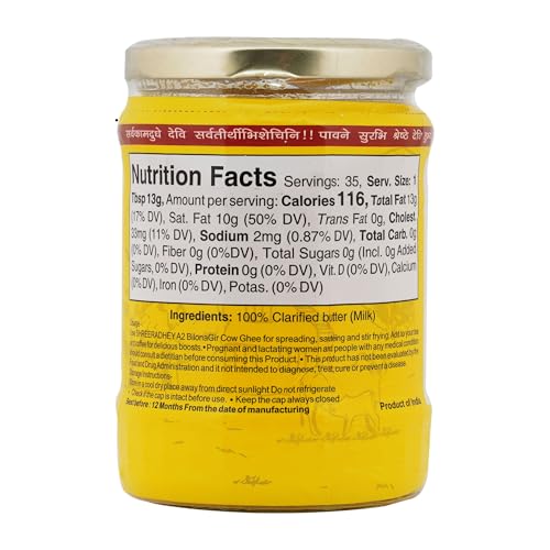 Image of SHREERADHEY A2 Bilona Gir Cow Ghee | 500 ML | Glass Bottle | Traditional Bilona Method | Lactose And Gluten Free | Keto Friendly
