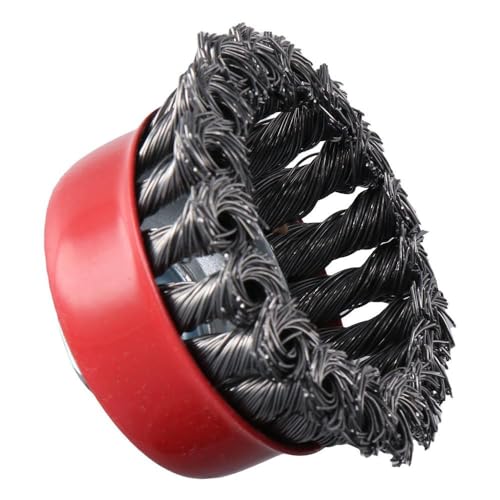 Image of 2pcs Wire Cup Wheel Brush,3 Inch Twisted Knotted with5 /8 Inch-11 Threaded Arbor for Heavy Cleaning Rust