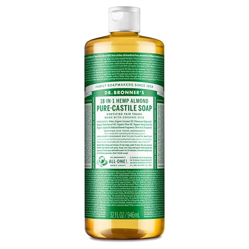 Dr Bronner's - Jabón líquido orgánico de almendras Castilla, 946 ml