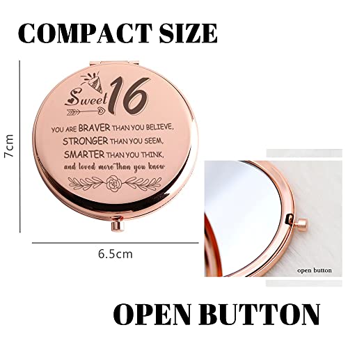 Logmor Sweet 16 Gifts For Girls, Travel Compact Mirror Fun Gifts For Girls Daughter Best Friend Sister Birthday Gifts Idea For Her #TOP2