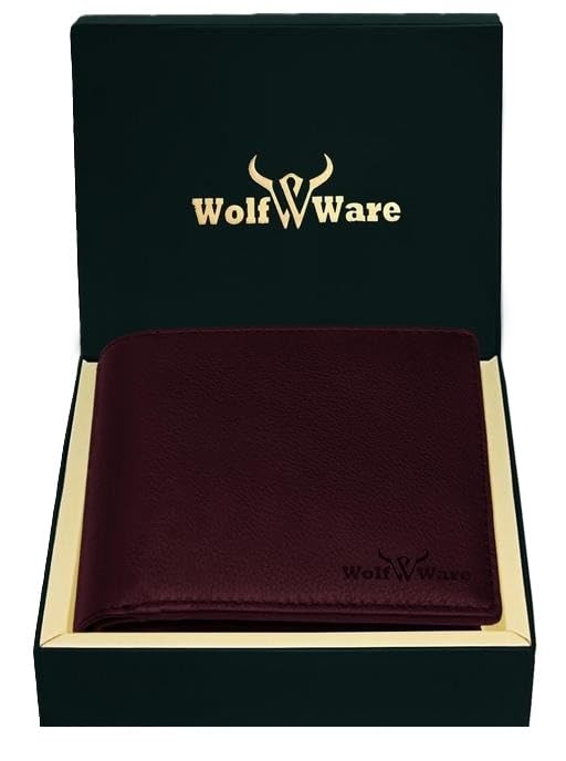 WOLFWARE RFID Protected 100% Genuine Leather Gift Hamper for Men | Leather Wallet for Men's | Wallets Branded | Wallets for Men (Lee-on Maroon),Leather Wallet Combo for Men-image-31