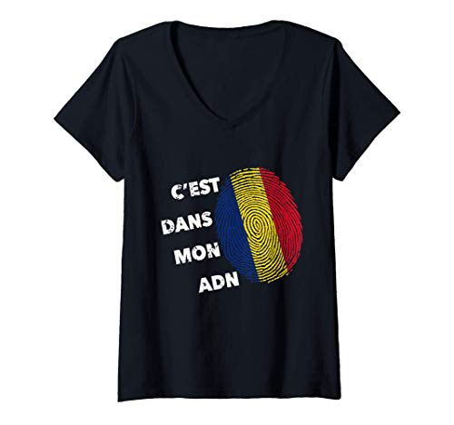 Femme Roumanie C'est Dans Mon ADN Roumain Fier Romania In My DNA T-Shirt avec Col en V