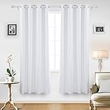 Deconovo Heavy Microfiber Blackout Shades with Triple-Pass Coating Back Layer Grommet Blackout Curtains Thermal Insulated Room Darkening Curtains for Bedroom 52W x 63L Inch Platinum White 1 Pair