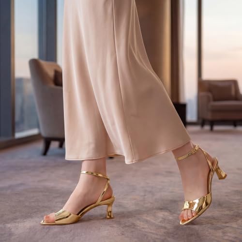 Image of Susanny High Heels for Women Pointed Open Toe Strappy Chunky Block Heels Ankle Strap Stiletto Kitten Heeled Sandals Wedding Bridal Party Prom Sexy Dress Shoes