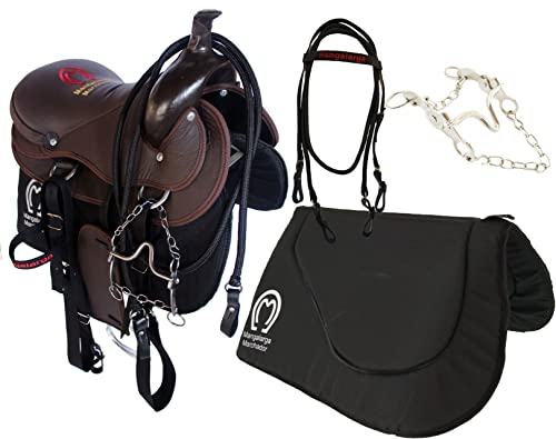Sela para Cavalo Americana Montaria Com Redea Cabeçada Freio e Baxeiro Sela Adulto 15 Polegadas para