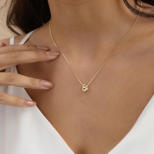 Image of Personalized Bubble Letter Initial Necklace, 14K Gold Plated, Dainty Pendant for Women, Trendy Gold Jewelry