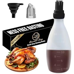Gourmet Easy BBQ Sauce Bottle with Silicone Basting Brush, BPA-Free (Black) | Heat Resistant for Safe Grilling, 16OZ Big Capacity, Dishwasher Safe, Ideal for BBQ, Baking & Roasting, 2-Year Warranty