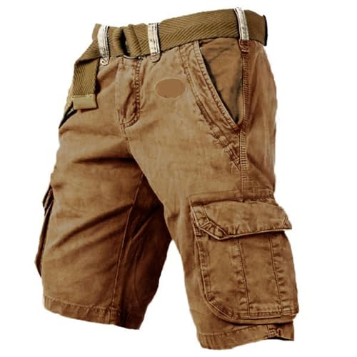 Jueshanzj Bermuda cargo masculina de verão esportiva, folgada, calça casual, Café, G
