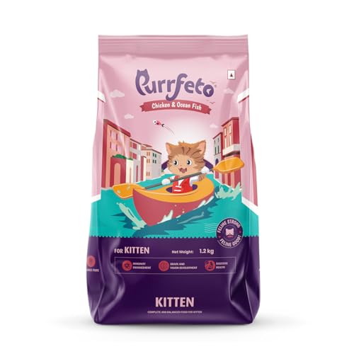 Image of Purrfeto Kitten Dry Cat Food | Chicken & Ocean Fish | 1.2 kg | 40% Reduction in Urinary Track Diseases |Promotes Brain & Vision Development | Enhances Immunity | Improves Digestive Health