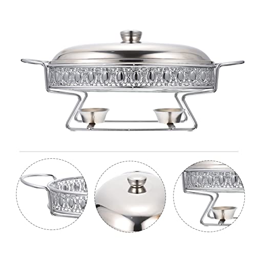 UPKOCH Edelstahl Chafing Teller Buffet Chafer Runder Buffetwärmer Fach mit Deckel Und Chafing Treibstoffhalter für… – Bild 6