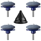 HXXF 4PCS Lawnmower Blade Sharpener, Universal Rotary Lawn Mower Blade Sharpener with Balancer for Any Power Hand Drill (Blue)