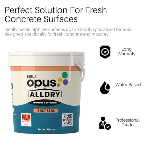 Image of Birla Opus Alldry Salt Seal Waterproof Primer (1L)-Anti-Efflorescence, Prevents the Emergence of Salts On the Surface-Conceals Imperfections Flawlessly-For Exterior, Interior Walls