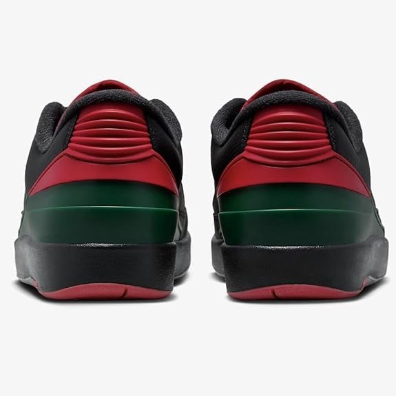 NIKE Air Jordan 2 Retro Low Big Kids' Shoes (FJ6869-006, Black/Fir/Cement Grey/Fire Red) Size 6.53