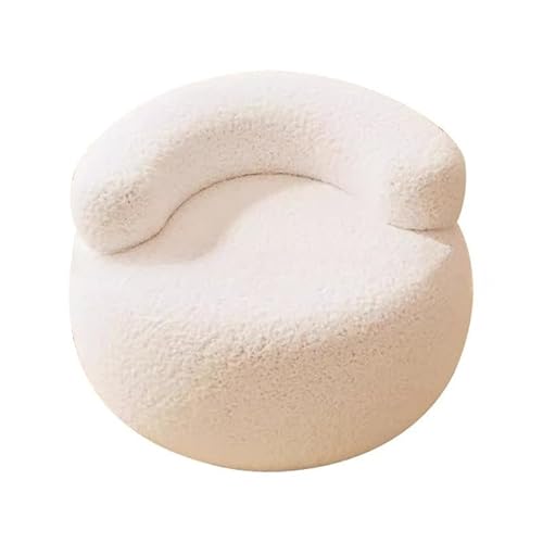 SQYUHENG スツール ファブリック ひつじの毛 極柔らかい パンプキン 背もたれ付き クリーム色 おしゃれ コンパクト リビング 寝室 玄関 一人暮らし インテリア チェストツール ラウンドスツール (ホワイト)