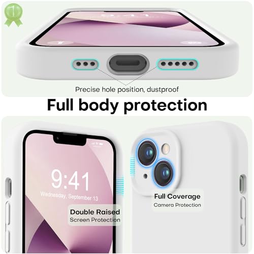 Image of LOVE 3000 Designed for iPhone 13 Case, Premium Silicone with [Camera Protection] [Soft Anti-Scratch Microfiber Lining] Shockproof Protective Phone Case for iPhone 13 Women Men Girls 6.1 inch, White