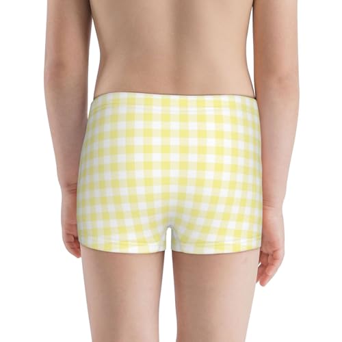 Boys' Cotton Boxer Brief Soft Underwear-Lemon Yellow Checkboard3