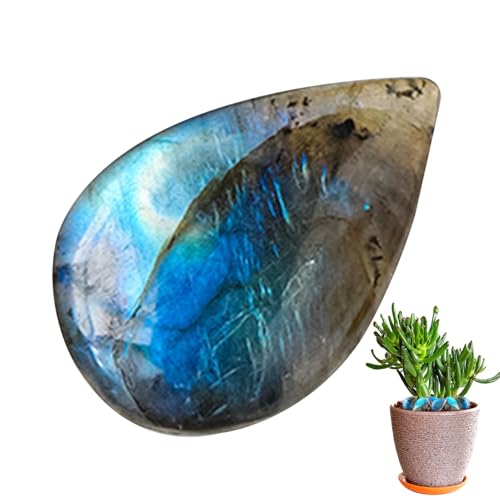 Rainbow Moonstone - Gotación De Agua De Labradorito Natural Portátil - Piedra De | Colgante De Piedras Preciosas Pulidas | Piedra Curativa De Bolsillo, De Luz Azul, Mineral Úni