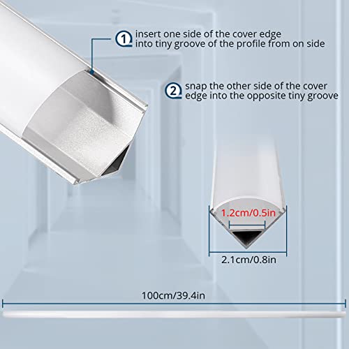 Allmeter 10Pack 3.3Ft/1M V Shape Led Strip Diffuser Aluminum Channel With White Cover End Caps And Mounting Clips,Aluminum Led Channel Profile For For Width 10Mm Led Strip Light Installations #TOP2