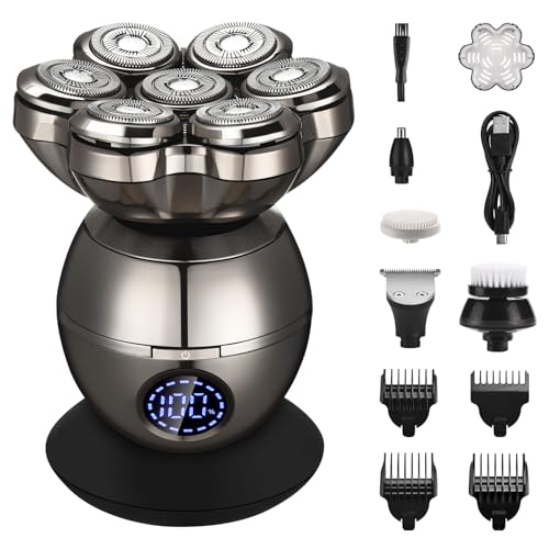 Haosens Head Shavers for Men [Trim 3.0 Pro Series] - Electric Bald Head Shaver & Body Hair Trimmer 5-in-1 Grooming Kit - Magnetic 7D Floating Heads USB-C & Wireless Charging Wet & Dry Skull Shaver