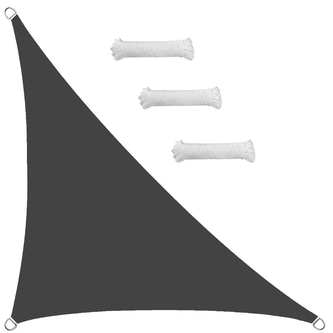 Glin Anthracite Sun Shade Sail Outdoor Waterproof Right Triangle 2.5X2.5x3.5m Shade Sails Canopy Uv Protection For Garden Patio Block With Rope Shade Sail Kit