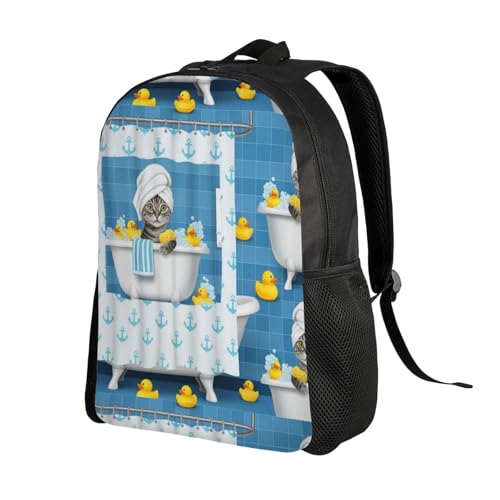 Stylish Travel Hiking Rucksack Backpack for College and Outdoor Adventures, Perfect for Men and Women (Funny Cat Taking A Bath)2