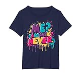Sarcastic? Never Funny Sarcasm Watercolour Graffiti Drip T-Shirt, Women's Plus, Navy Blue, 6X
