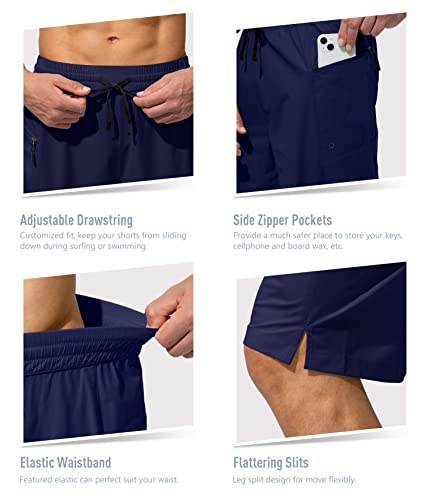 Image of Men's Swim Trunks Quick Dry Board Shorts with Zipper Pockets Beach Shorts Bathing Suits for Men - No Mesh Liner
