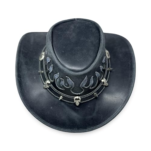 Lederhut Western Cowboy Outdoor Hut Reiten Wandern & Abenteuer Shadowflame (DE/NL/SE/PL Alphanumerisch XXL)