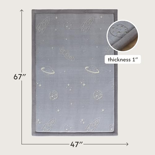 Image of Hakuna Matte GlowCloud Baby Play Mat for Floor 47 inchx 67 inch Planets | Coral Velvet high-Density Foam Rug for Crawling & Cozy Play - Non-Slip, Water-Resistant, Easy-Care Tummy Time Mat
