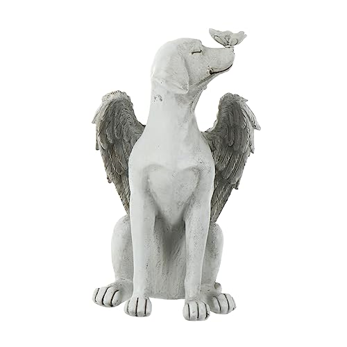 HANABASS 樹脂製メモリアル犬天使像 ガーデンオーナメント 犬メモリアル天使ペット像 や室内の記念碑として 虹の橋の愛犬への慰霊石像
