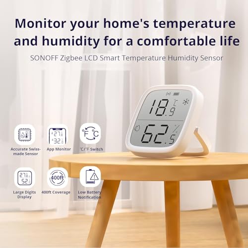 Image of Ledgebit SNZB‑02D Zigbee Temperature & Humidity Sensor with LCD Display | Smart Indoor Thermometer Hygrometer | Compatible with Zigbee Hubs & Smart Life | Voice Control |1-Pack