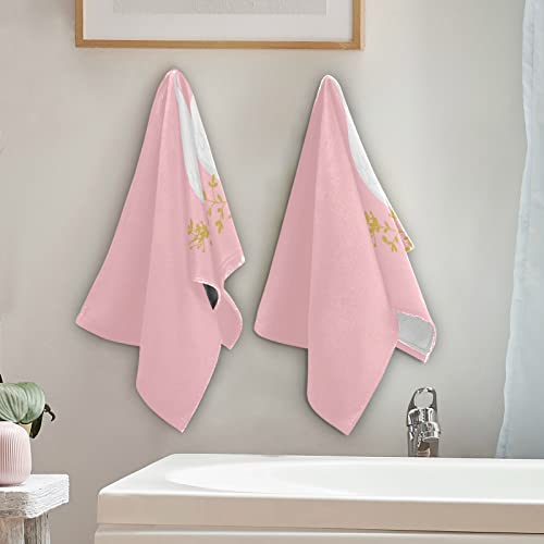 Wamika Pink Swan Princess Kids Hand Bath Towel Hanging Towels Set Kitchen Dish Towel Highly Absorbent 2Pcs #TOP5
