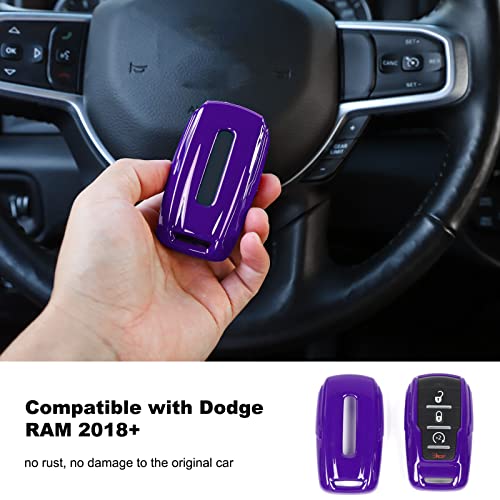 Image of Key Fob Case Cover Key Bag Holder Protection Shell Accessories for Dodge RAM 2018-2026,Purple