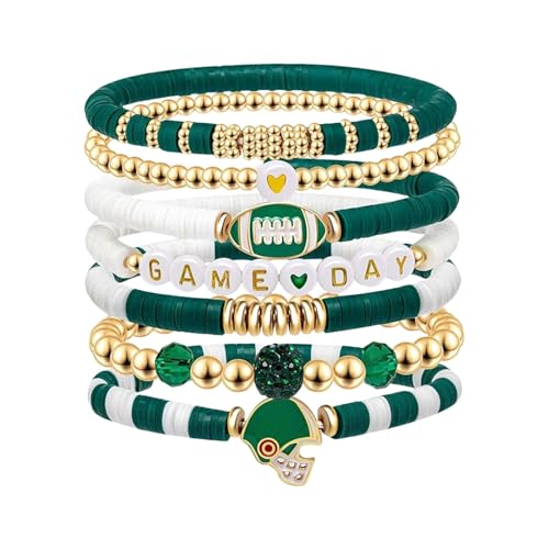 Football Mom Bracelet for Men Women Boho Game Day Stackable Sports Charm Bracelets Bangles Football Sport Fan Jewelry