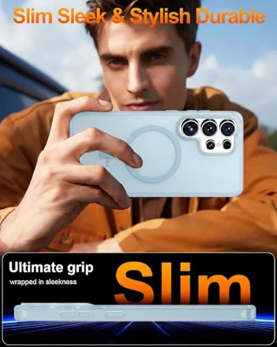 Image of DIZORO Matte Case for Samsung Galaxy S26 Ultra Compatible with MagSafe, Camera Lens Full Protection, Shockproof Translucent Frosted TPU Soft Phone Cover, Anti-Fingerprint (Blue)