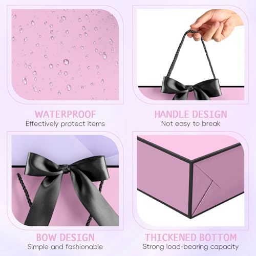 Image of JMANNI Mothers Day Gift Bags with Handles, 13 inch Medium Gift Bag for Presents, 1 Pcs Bags with 2 Tissue Paper and 1 Cards for Baby Shower Wedding Bridal Shower Mother's Day Birthday Party (Purple-Black