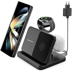 Cargador Inalámbrico Samsung Alkosto Cargador Inalámbrico 3 en 1 para Samsung, Plegable Estación de Carga Inalámbrica Rapida para Samsung Galaxy S23 S22 S21 Note 20/10/9 Z Flip Fold 5 4 3, Watch 5 Pro/4/3 y Galaxy Buds