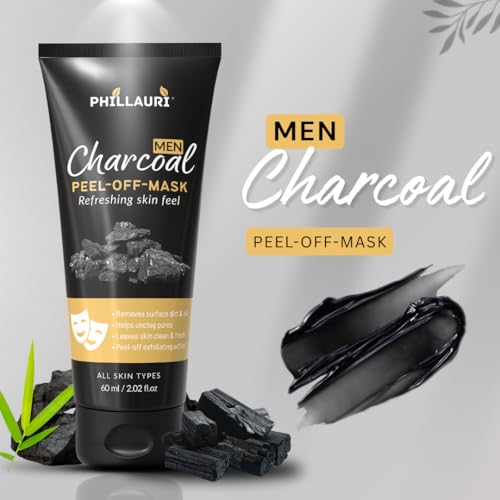 Image of Men Charcoal Peel Off Mask | Face Deep Cleansing Charcoal Face Mask for Men | Blackhead, Whitehead Dead Skin Removal | For All Skin Types | Pack 1