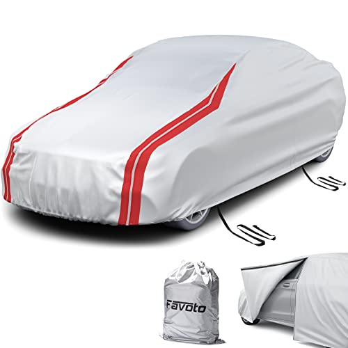 Image of Favoto Car Cover Waterproof Custom Fit for Dodge Challenger (2008-2023) | Windproof Heavy Duty Car Cover for Automobiles Outdoor with Reflective Strips All Weather Rain Dust Snow UV Protection