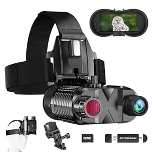 Head-Mounted Night Vision Goggles – Hands Free Rechargeable 1312FT Digital Infrared Night Vision Binoculars for Adults,8xDigital Zoom,Compatible with Fast MICH Helmet,Military Tactical Hunting