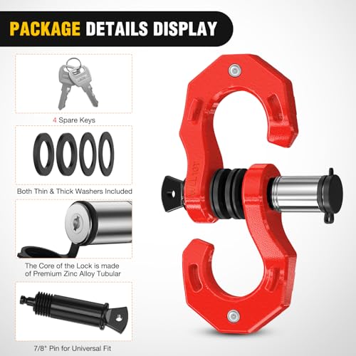 Image of Nilight 2 Pack 3 /4 inch D-Ring Separate Shackle with 7 /8 inch Lock Pin 45,000 lbs Break Strength, Off Road Recovery Shackle with Isolators Washers for Use with Tow Strap, Winch, Truck Vehicle (Red)