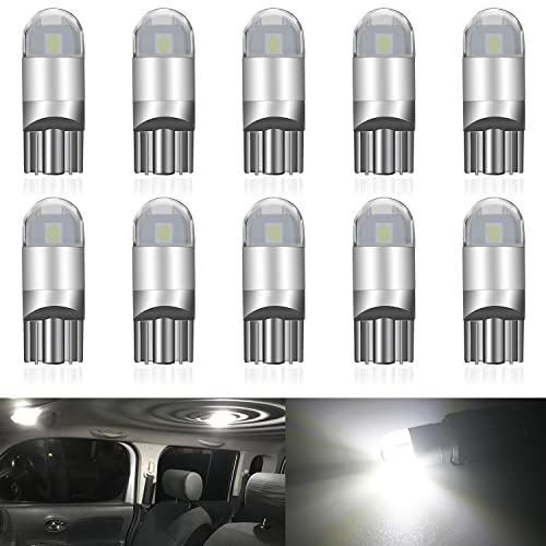 UNXMRFF 194 LED Bulbs White 6000k, T10 W5W 2825 168 LED Bulbs 3030 Chips 194 Bulbs Replacement for Car Dash License Plate Light, Dome Map Light, Side Marker Light, Courtesy Light Bulbs, Pack of 10