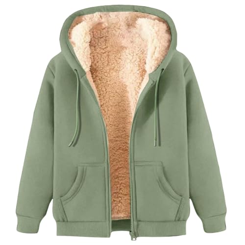 Women Soft Fleece Lined Zip Up Hoodie Casual Warm Sherpa Jacket with Hood - image 5